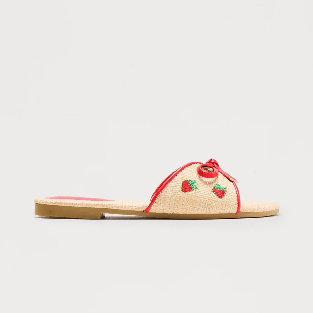 Strawberry Embellished Red Sandals - Picture 2 of 4